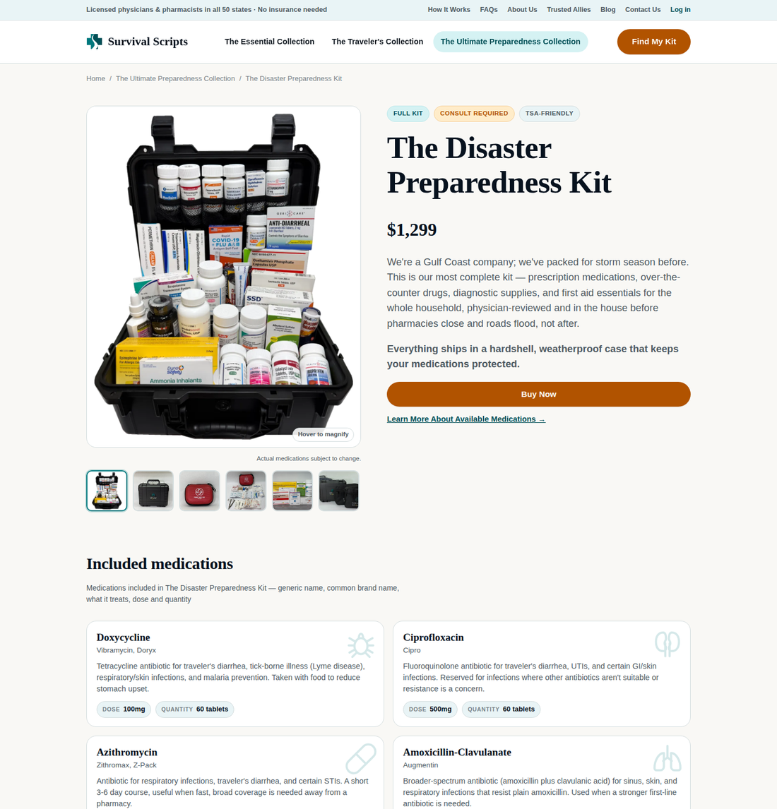 The rebuilt product page for the Disaster Preparedness Kit